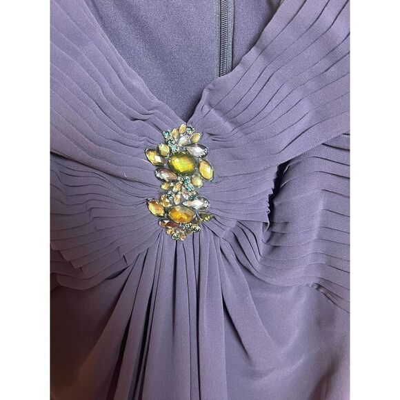 TADASHI SHOJI Purple Jeweled Embellished Silk V-neck Cocktail Dress Sz. 2 - Picture 3 of 7
